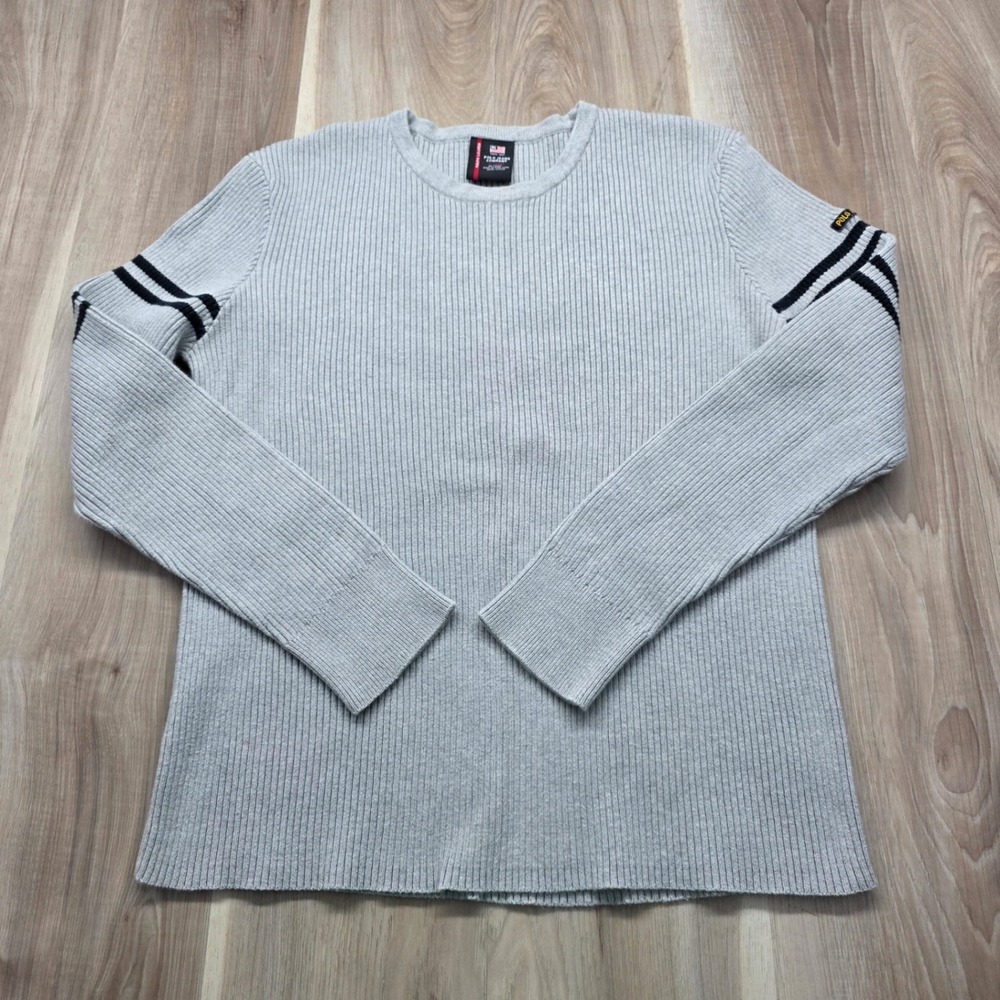 Polo Jeans Co Ralph Lauren Ribbed Sweater Vintage Knit Striped XL Gray Mens XL